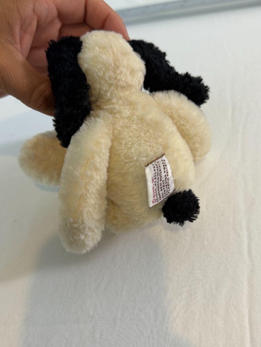 GUND Floppy Puppy Dog Plush Black White Stuffed Animal Brown Nose Soft Toy 11" - Picture 2 of 6